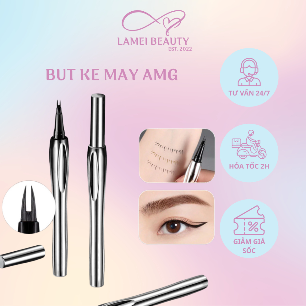 Bút Kẻ Mày 2 Đầu AMG Chống Nước, Không Lem, Đầu Siêu Nhỏ, Tạo Hiệu Ứng Tự Nhiên, Phẩy Sợi 0.55ml Lam