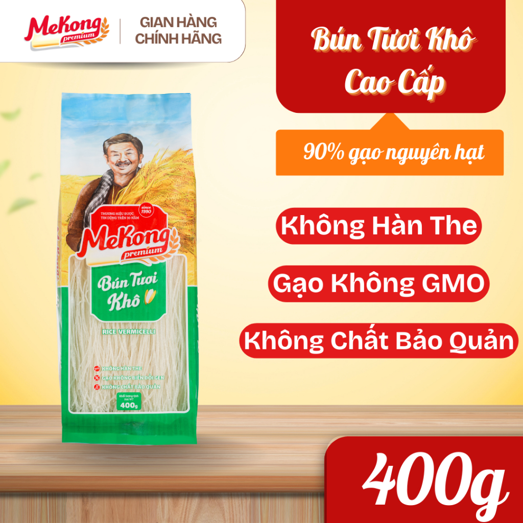 Bún Tươi Sấy Khô Cho Bé Cao Cấp Mekong Premium Gói 200g 400g Nguyên Liệu Sạch An Toàn Không Chất Bảo