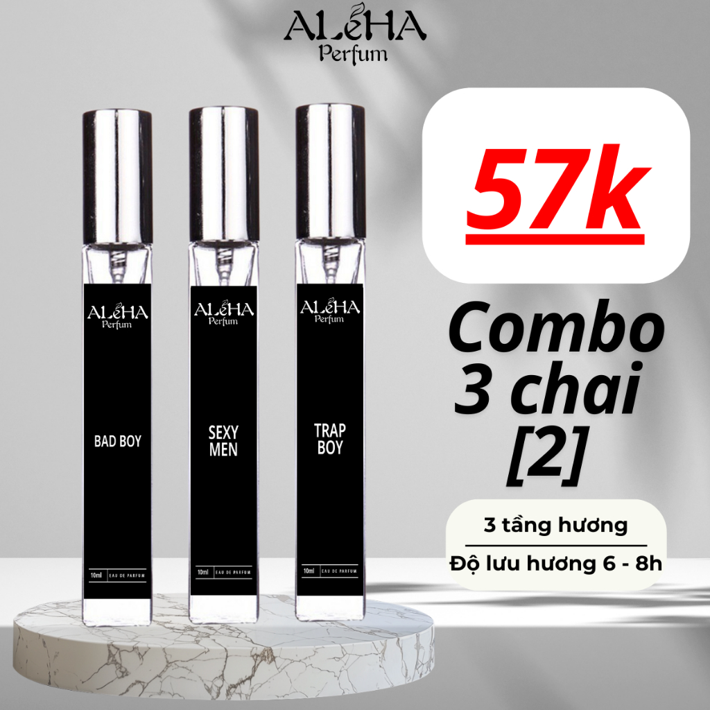 Combo nước hoa nam Aleha tinh tế, lịch lãm, quyến rũ phù hợp đi chơi đi làm xịt thơm 10ml Men Perfum Combo [2]