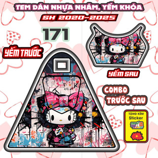 Combo Dán Yếm Nhựa Nhám Sh 2020-2025 125i 150i 160i Hello Kitty Decal Nhãn Dán