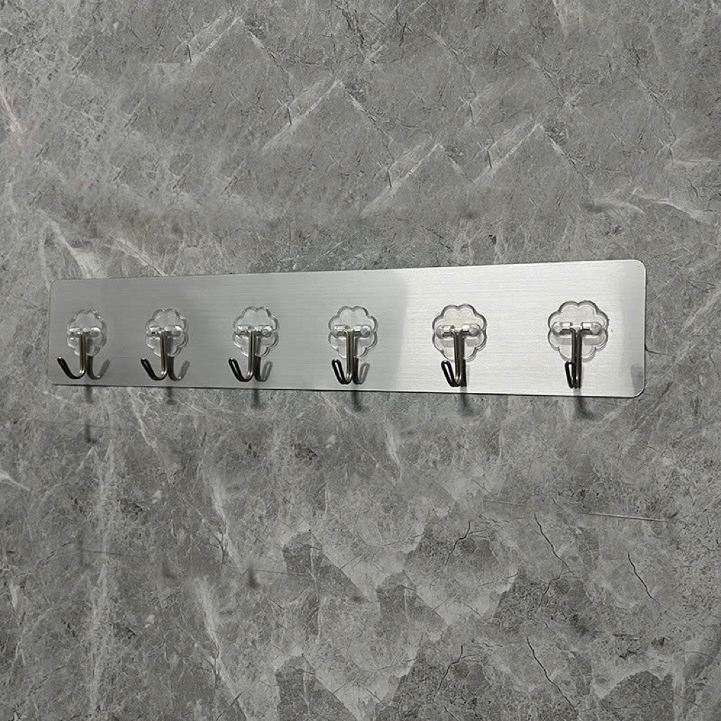 ✨ THANH TREO DÁN TƯỜNG 5 MÓC INOX – CHỊU LỰC TỐT, KHÔNG KHOAN TƯỜNG ✨