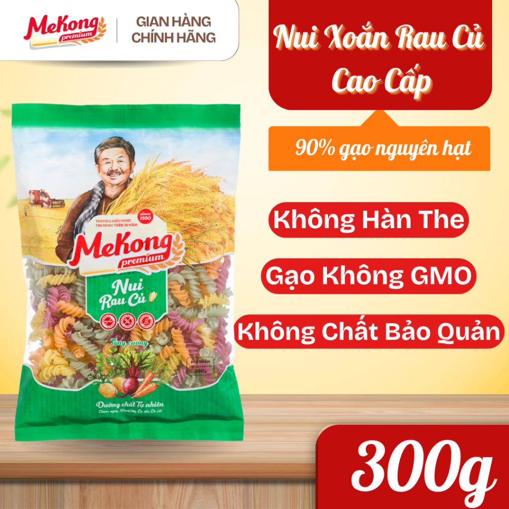 Nui Rau Quả Cho Bé Mekong Premium Chữ C Dài Xoắn 200g 300g Nguyên Chất Eat Clean Siêu Ngon Mekong Pr