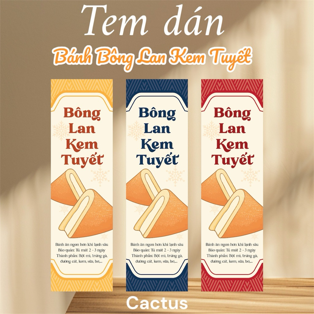 [ Sẵn ] Tem dán bông lan kem tuyết, tem dán bánh, tem bông lan kem tuyết mới nhất