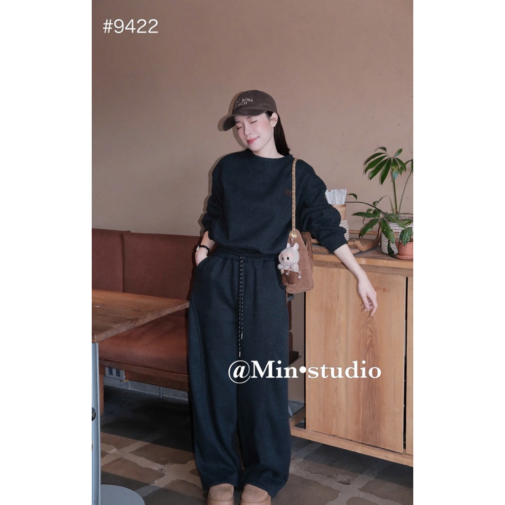 Set Bộ Nỉ Thêu Chữ EGG Rút Eo MIN • Melanie Studio