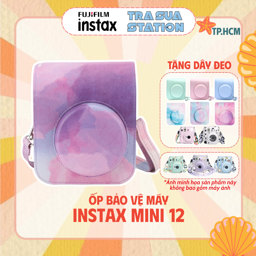 Case instax mini 12/ Ốp bảo vệ máy chụp ảnh instax Mini 12 - Tặng kèm dây đeo