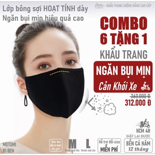  Khẩu trang vải chống bụi mịn 3 lớp có nẹp mũi màu đen chính hãng Azumikichi dòng Motomi - B1 