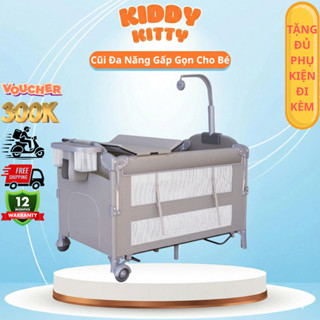  Cũi gấp gọn đa năng cho bé có bàn thay tã tiện lợi kèm theo màn chống muỗi tặng theo full phụ kiện 