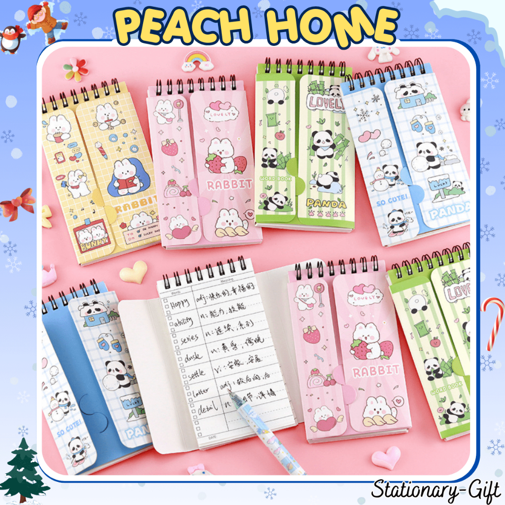 {13k} Sổ Học Từ Vựng Ngoại Ngữ 160 Trang Cầm Tay Hoạ Tiết Cute / Tập Lò Xo Note Học Tiếng Anh Peach Home 1k