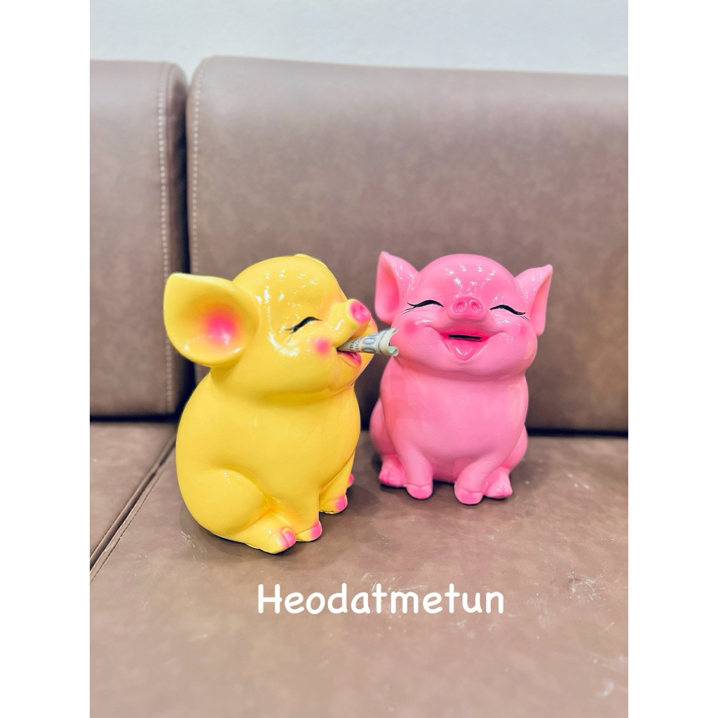 Heo đất HOT TAI VỂNH 3D CỠ 22cm HD77, ống tiết kiệm, trang trí, quà tặng/ heo đất Mẹ Tun