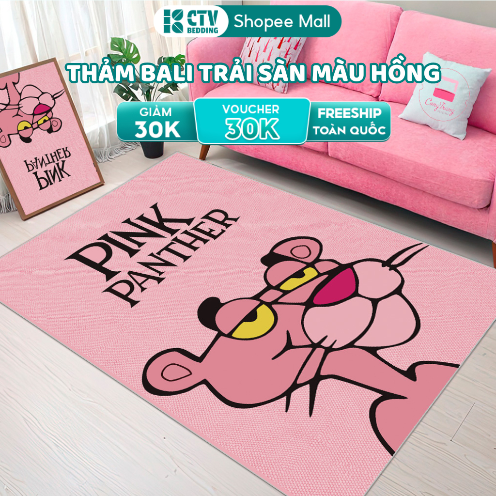 Thảm Trải Sàn Bali Chieutreviet Màu Hồng Phong Cách Bánh Bèo Dễ Thương - Decor Phòng Ngủ
