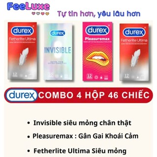  Bao cao su Durex 46 bao 4 hộp  Durex Performa Fertherlite Ultima Kingtex Invisible  Ôm sát Nhẹ mỏng siêu nhạy 
