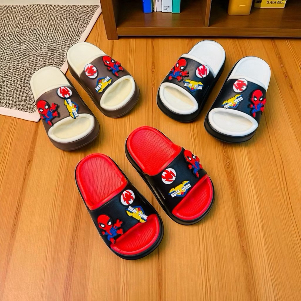 Dép bánh mì hàng cao cấp cho bé trai hình siêu nhân nhện dày đế 2 lớp siêu nhẹ- Super Hero