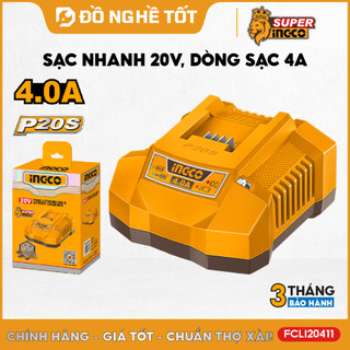Đế sạc pin 20V LITHIUM-ION INGCO FCLI2001 | sạc nhanh FCLI20411 (dùng được cho tất cả pin 20V INGCO và TOTAL)
