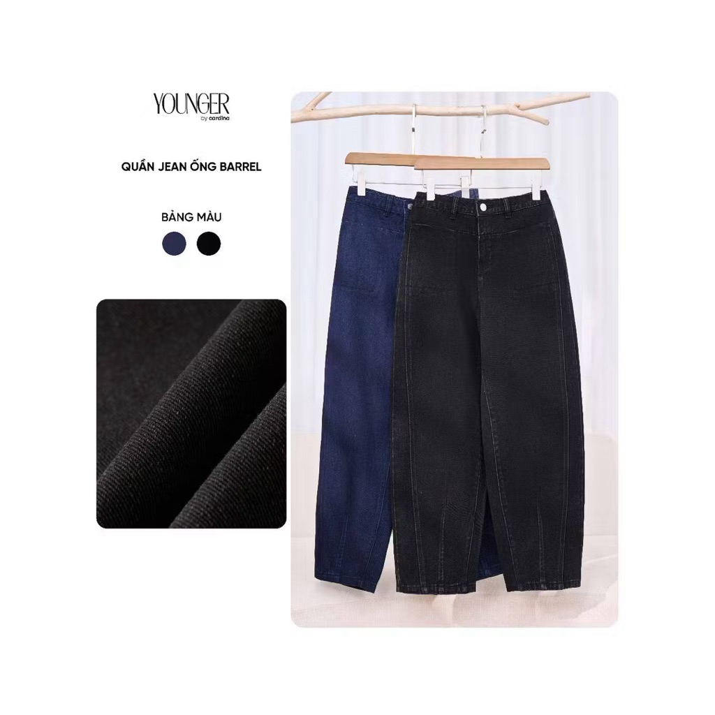 Quần jean nữ YOUNGER BY CARDINA chất vải jean dáng quần ống Barrel  5YQJR07