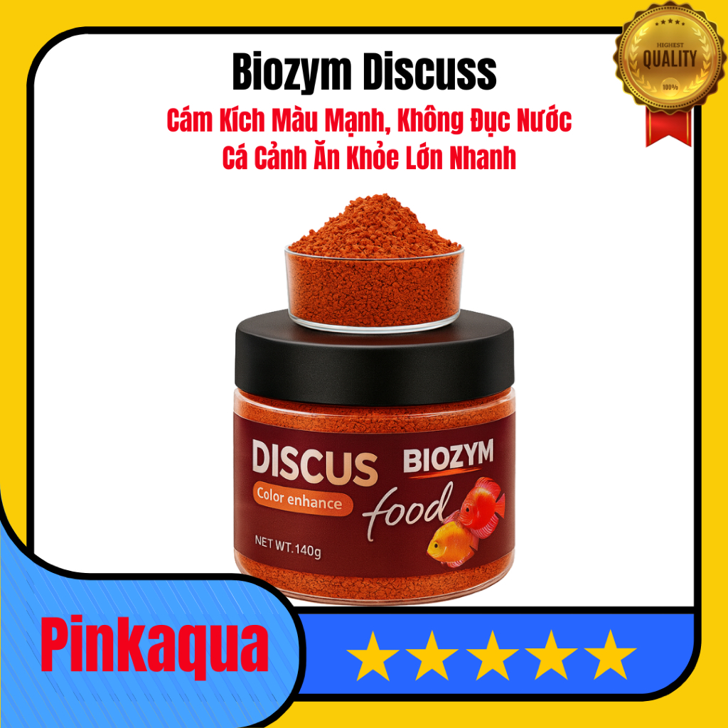Thức Ăn Cá Biozym Discus 140g – Kích Màu Mạnh, Không Đục Nước, Cá Cảnh Ăn Khỏe Lớn Nhanh