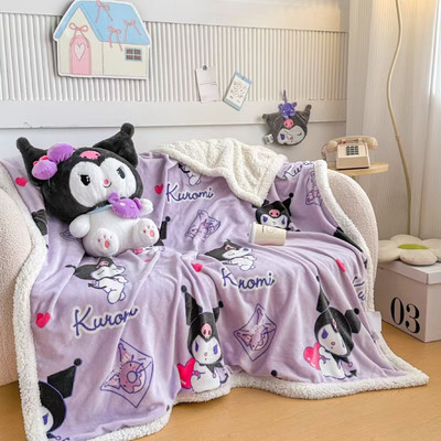 (Siêu Ấm) Chăn lông cừu dày dặn 2 lớp kích thước 1mx1m5 hoạ tiết dễ thương cho bé