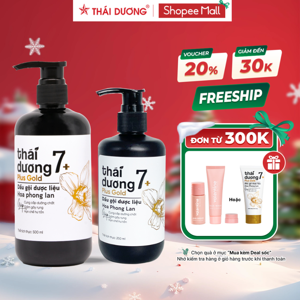 Dầu gội Thái Dương 7 Plus Gold Hoa Phong Lan 500ml/250ml  - Dầu gội thảo dược hỗ trợ chống gàu, ngứa, giảm rụng tóc