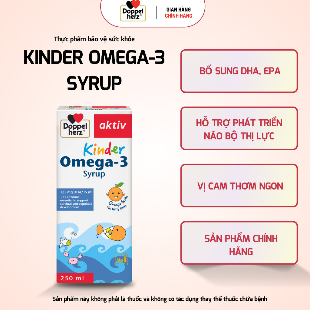 Siro Doppelherz Aktiv Kinder Omega 3 syrup hỗ trợ phát triển não bộ, thị lực, tăng cường miễn dịch