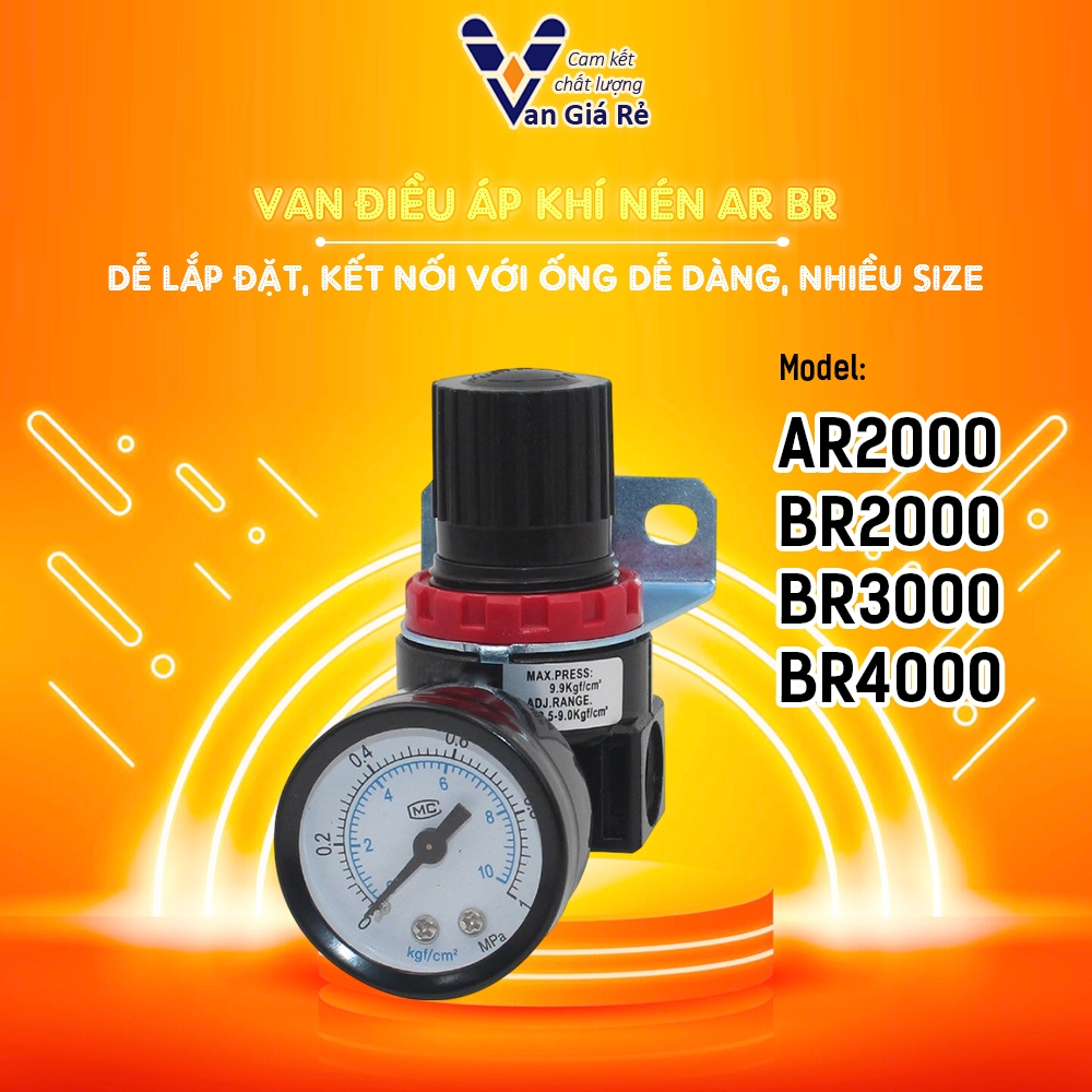 Bộ Điều Áp Series AR/BR, Van Ổn Định Áp Suất Khí Nén AR2000 BR2000 BR3000 BR4000