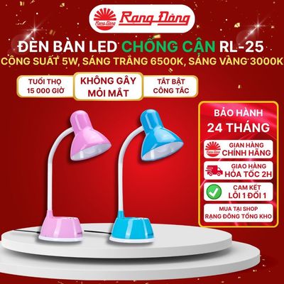 Đèn học Rạng Đông RD-RL-25 5W, ánh sáng thư giãn, chống cận thị, để bàn học/ bàn làm việc