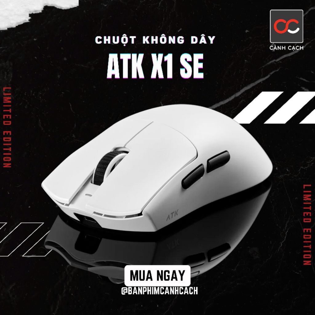 Chuột Gaming Không Dây 3 Mode ATK X1 SE Trắng