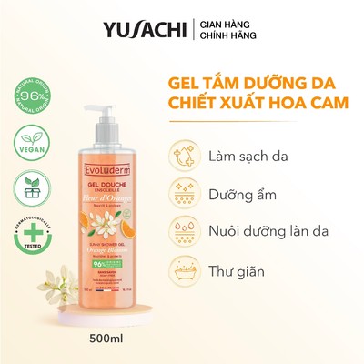 Sữa tắm dưỡng ẩm Evoluderm thuần chay, sữa tắm thơm, dưỡng ẩm da, mùi hương dịu nhẹ 500ml