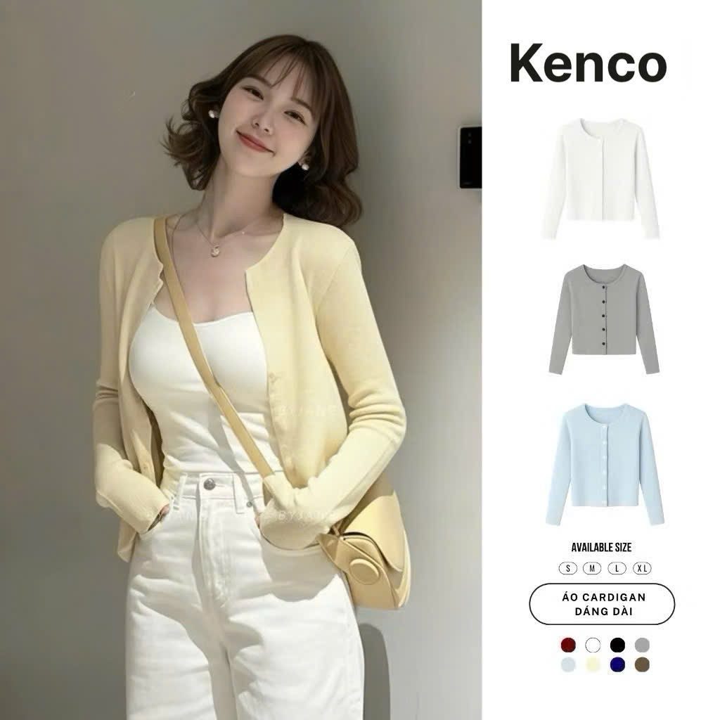 (MỞ BÁN) Áo Khoác  Cardigan Nữ Dáng Dài Có Cúc Basic Thanh Lịch KENCO M5091 | BigBuy360 - bigbuy360.vn