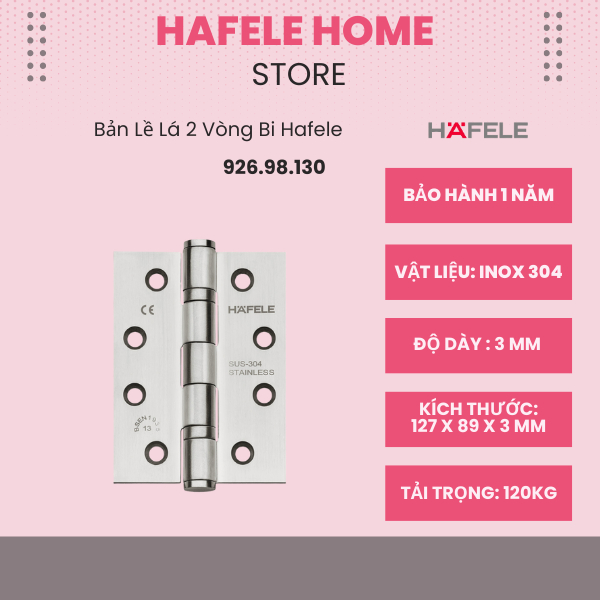 Bản Lề Lá Chống Cháy 2 Vòng Bi Hafele 926.98.130 – Lắp Cửa Gỗ DIN Trái – Thiết Kế Hiện Đại Phải