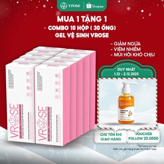  Combo 10 hộp Gel phụ khoa Nano VROSE - Làm sạch vùng kín kháng khuẩn thành phần lành tính 