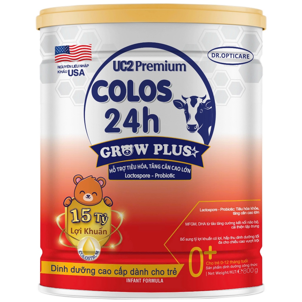 Sữa bột UC2 Pre Colos24h Grow Plus 0+ (800g)