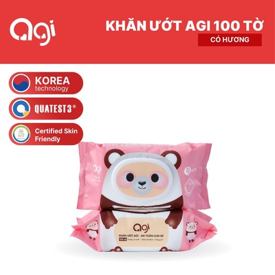 Khăn giấy ướt Agi có hương 100 tờ - Gấu trúc  (BAO BÌ MỚI)