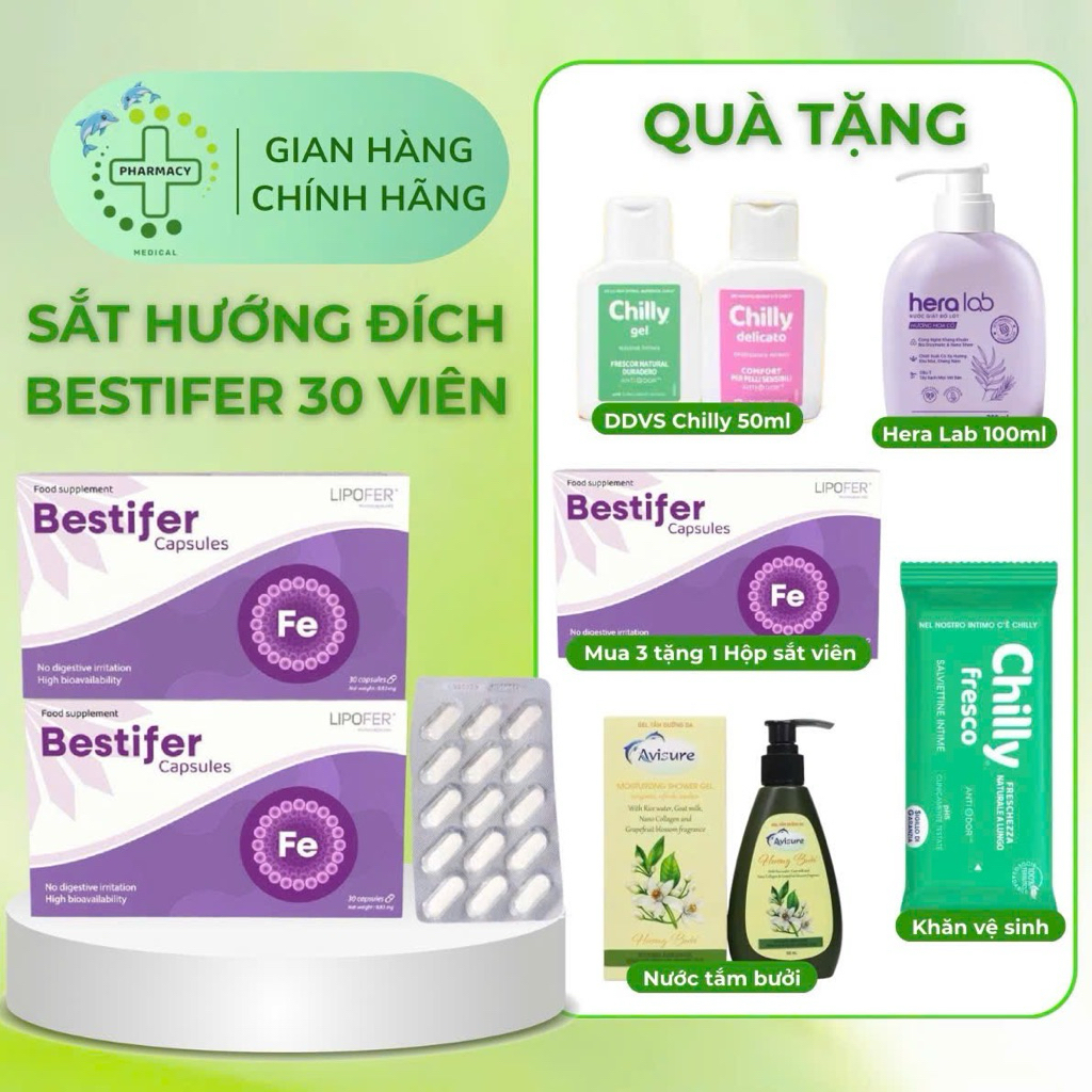 Viên sắt Bestifer 30 viên - Hỗ trợ bổ sung sắt, cải thiện tình trạng thiếu máu hiệu quả.