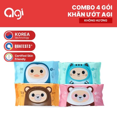 Combo 4 gói khăn ướt Agi hình các con vật dễ thương