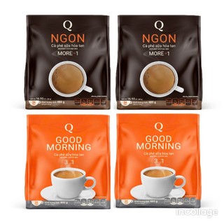  MIX COMBO 4 Bịch Cafe Sữa Hoà Tan TRẦN QUANG Good Morning 3in1 480g và 4 Bịch NGON 480g Cà Phê Thơm Ngon Đậm Vị 