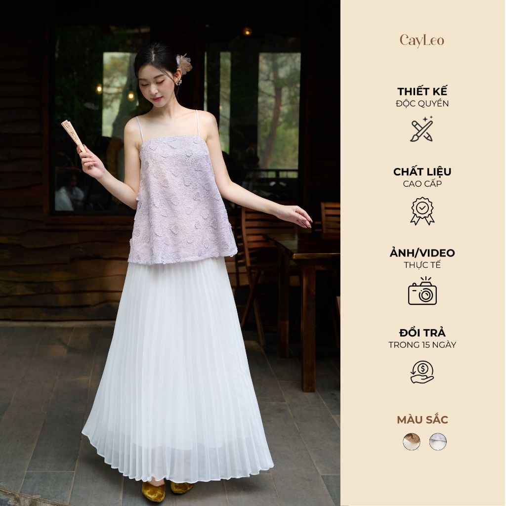 [KOL] Áo 2 dây ren dệt hoa nổi đi biển Đan Hạ CayLeo Design - AV877