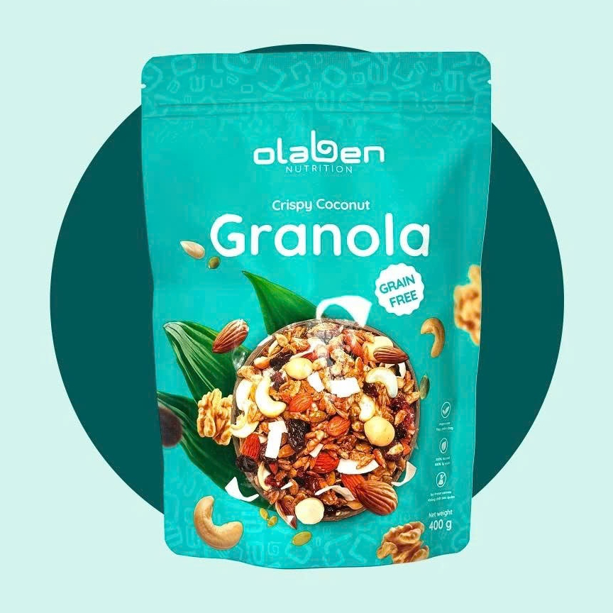 Crispy Coconut Granola (No Oat) Olaben Nutrition - Granola Dừa Giòn – Không Yến Mạch 400Gram