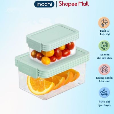 Hộp thực phẩm Tritan chữ nhật INOCHI, thiết kế nắp đạy kín, vỉ ráo nước tiện lợi