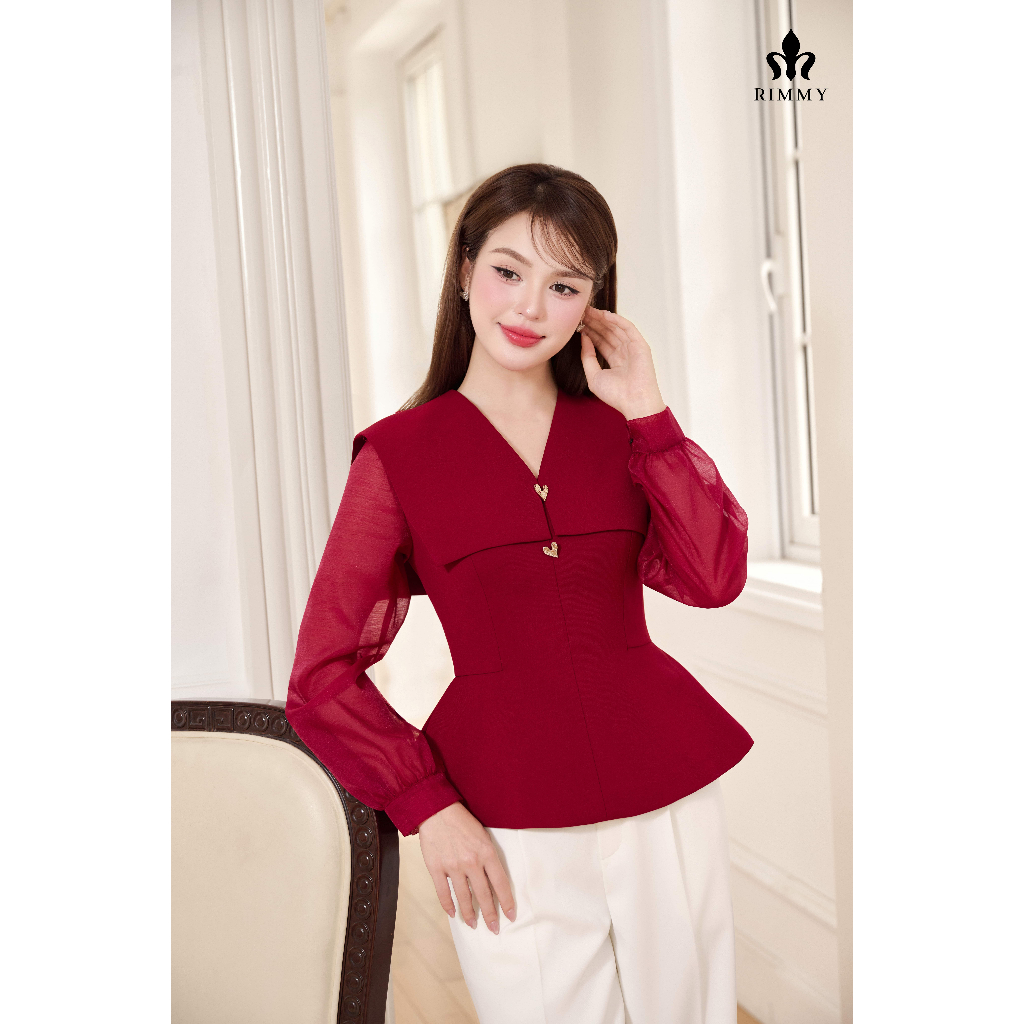 Zila Áo Tuytsi Phối Tơ Tay Dài Peplum Thanh Lịch Sang Trọng Thời Trang Thiết Kế Rimmy