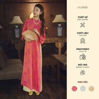 Áo dài cách tân nữ Khả Diệp Dáng Suông Lụa Gấm Hoa tay lỡ Thiết Kế CayLeo Design - AD09