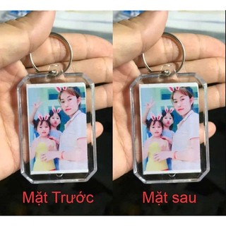 Móc khóa in ảnh theo yêu cầu, móc khóa mica in 2 mặt làm quà tặng gia đình, người thân