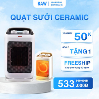 Quạt Sưởi Ceramic KAW K3000 Quạt Sưởi Mini An Toàn, Tiện Lợi, Có Tự Động Ngắt Điện Bảo Hành 12 Tháng