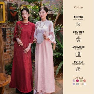 Áo dài cách tân nữ tết gấm lụa tay lỡ cổ tròn Thanh Chi xinh duyên dáng CayLeo Design - TC709 