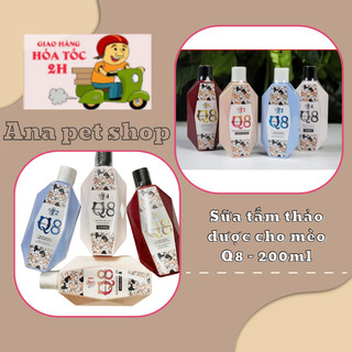  Sữa Tắm Cho Chó Mèo Q8 Sữa Tắm Hương Nước Hoa Thơm Lâu Lông Mềm Mượt Khử Mùi Tốt - Chai 200ml 