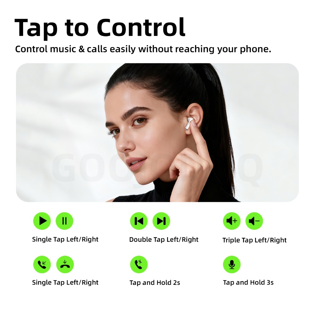Tai nghe không dây Bluetooth 5.3 Goojodoq có tính năng điều khiển cảm ứng, âm trầm và thời lượng pin cực dài Kênh đôi | BigBuy360 - bigbuy360.vn