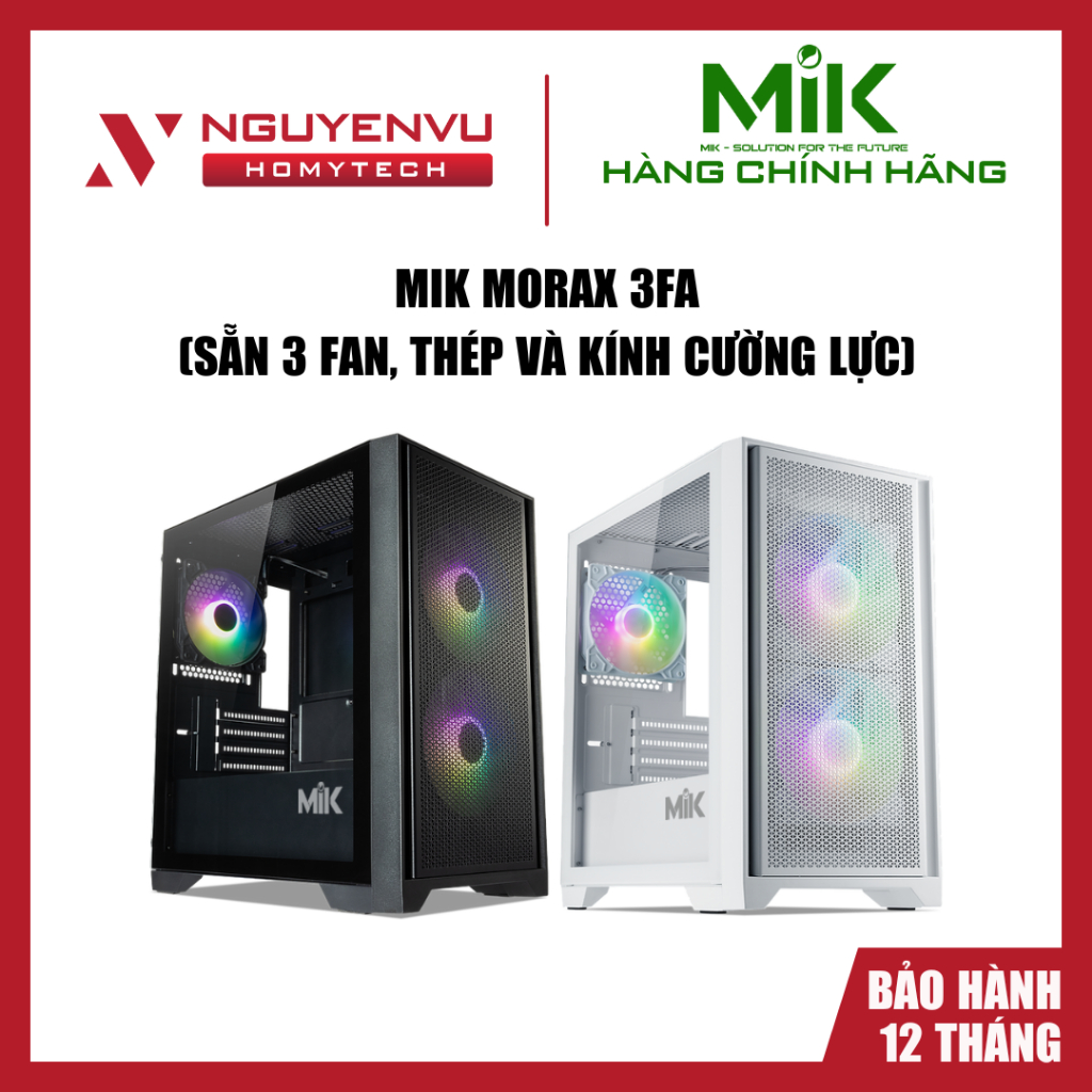[FULL VAT] Vỏ case MIK MORAX 3FA, Tích hợp sẵn 3 fan, Thép và kính cường lực - Hàng chính hãng