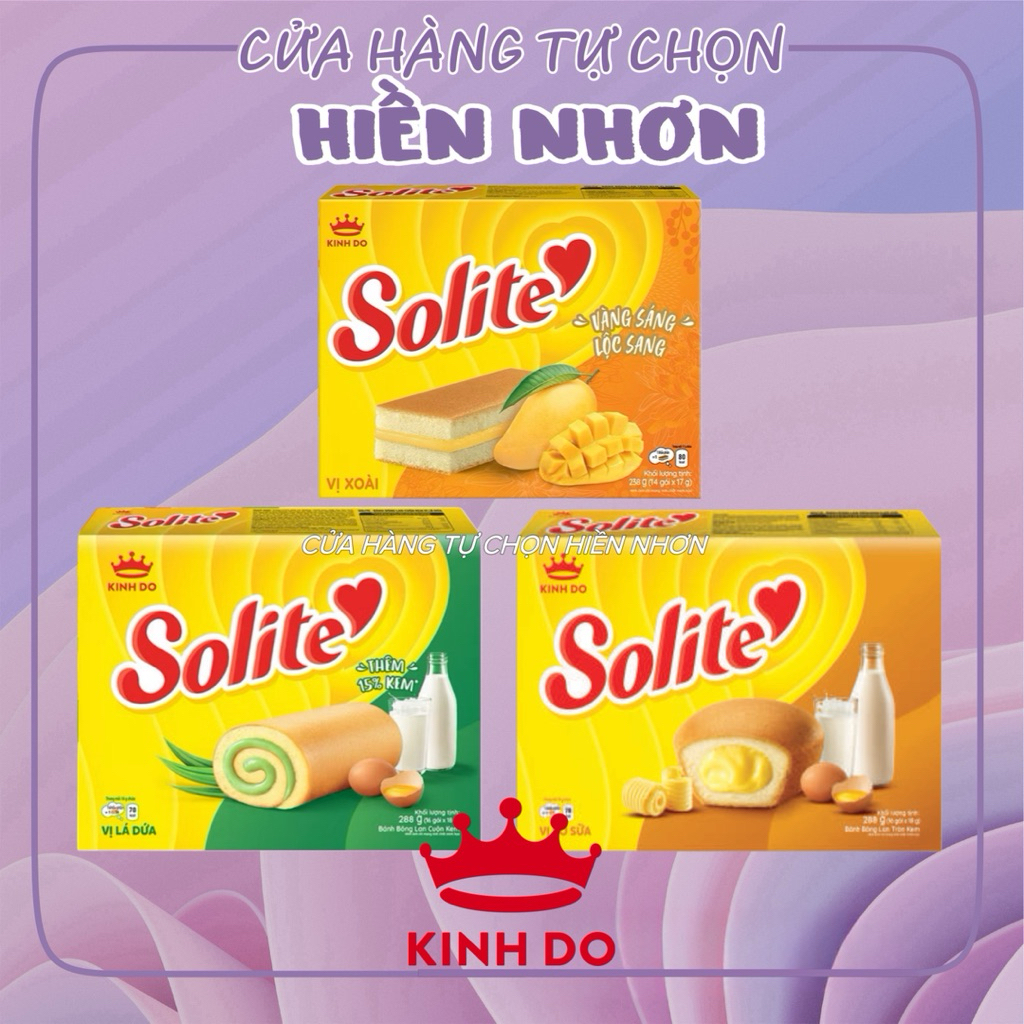 [Tết 2026] Bánh bông lan tròn Solite Bơ sữa/ Dứa/ Xoài  288g