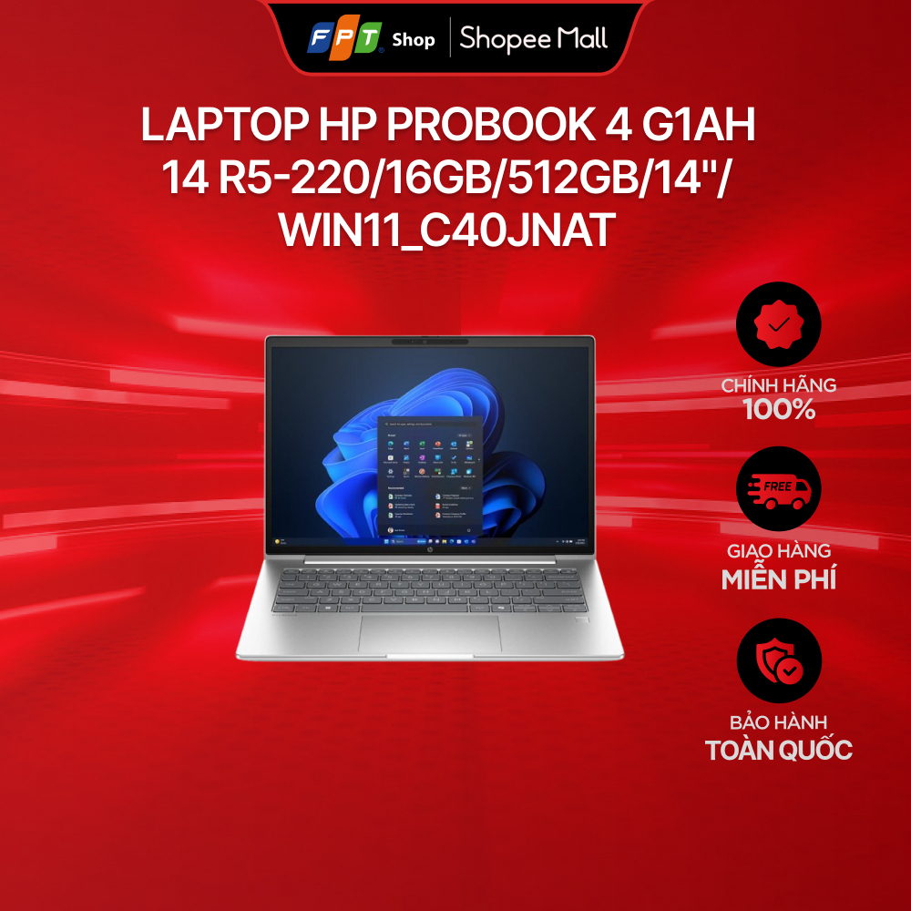 [Chỉ GH tận nơi] Laptop HP ProBook 4 G1ah 14 R5-220/16GB/512GB/14"/Win11_C40JNAT