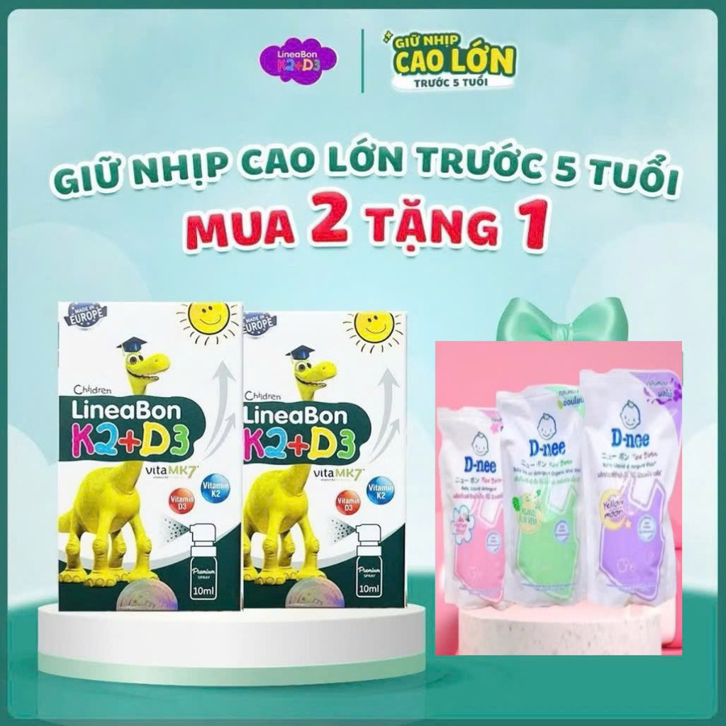 Dung dịch dạng xịt LineaBon K2+D3 10ml bổ sung Vitamin D3 và Vitamin K2, hỗ trợ hấp thu canxi