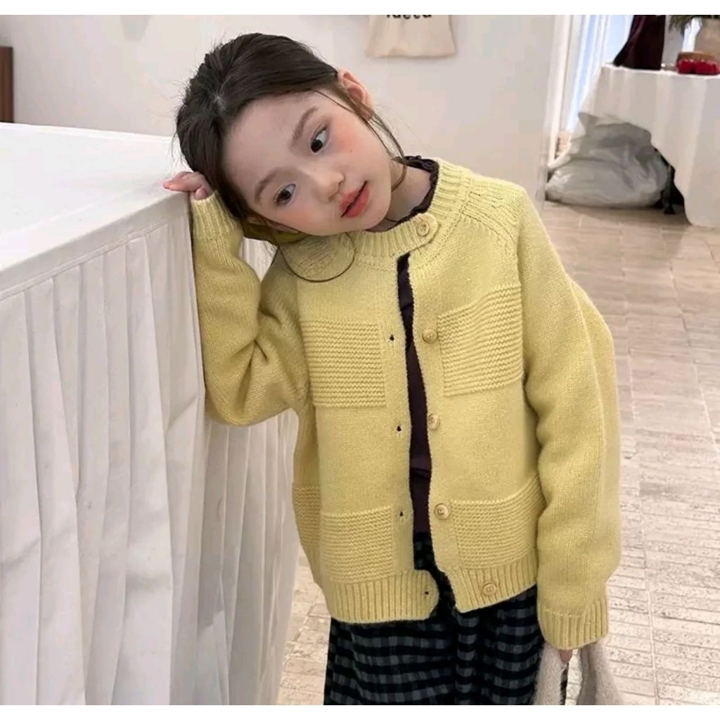 Star Shop Khoác Len Cagidan Cho Bé Gái Basic Phối Đồ Màu Vàng Nhẹ Phong Cách Hàn Quốc