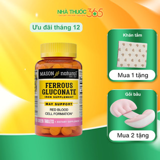  Viên Uống Sắt Hữu Cơ Cho Bà Bầu Bổ Máu Tăng Tế Bào Hồng Cầu Mason Natural Ferrouse Gluconate 50 Viên  100 Viên 